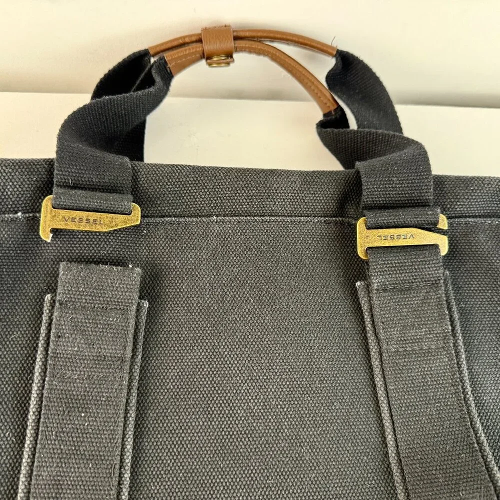 VESSEL Heavy Canvas and Faux Suede Synthetic Leather Backpack